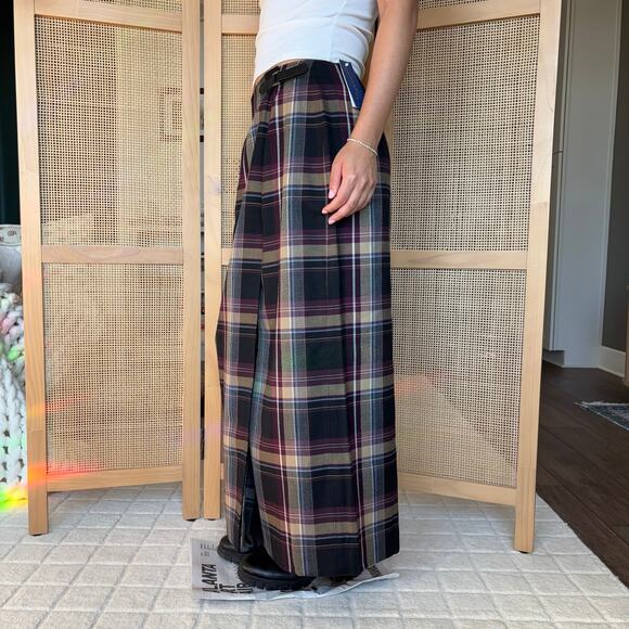 Charter Club Tartan Maxi Wool Skirt purple preppy academia size 10 NEW - Picture 2 of 5